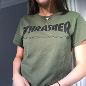 THRASHER OLIVE GREEN TEE